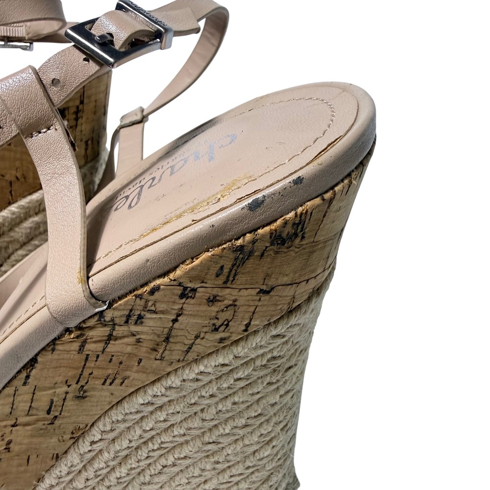 Charles by Charles David Nude Strappy Espadrille Cork Wedge Sandals 9M‎ Summer - Picture 13 of 16